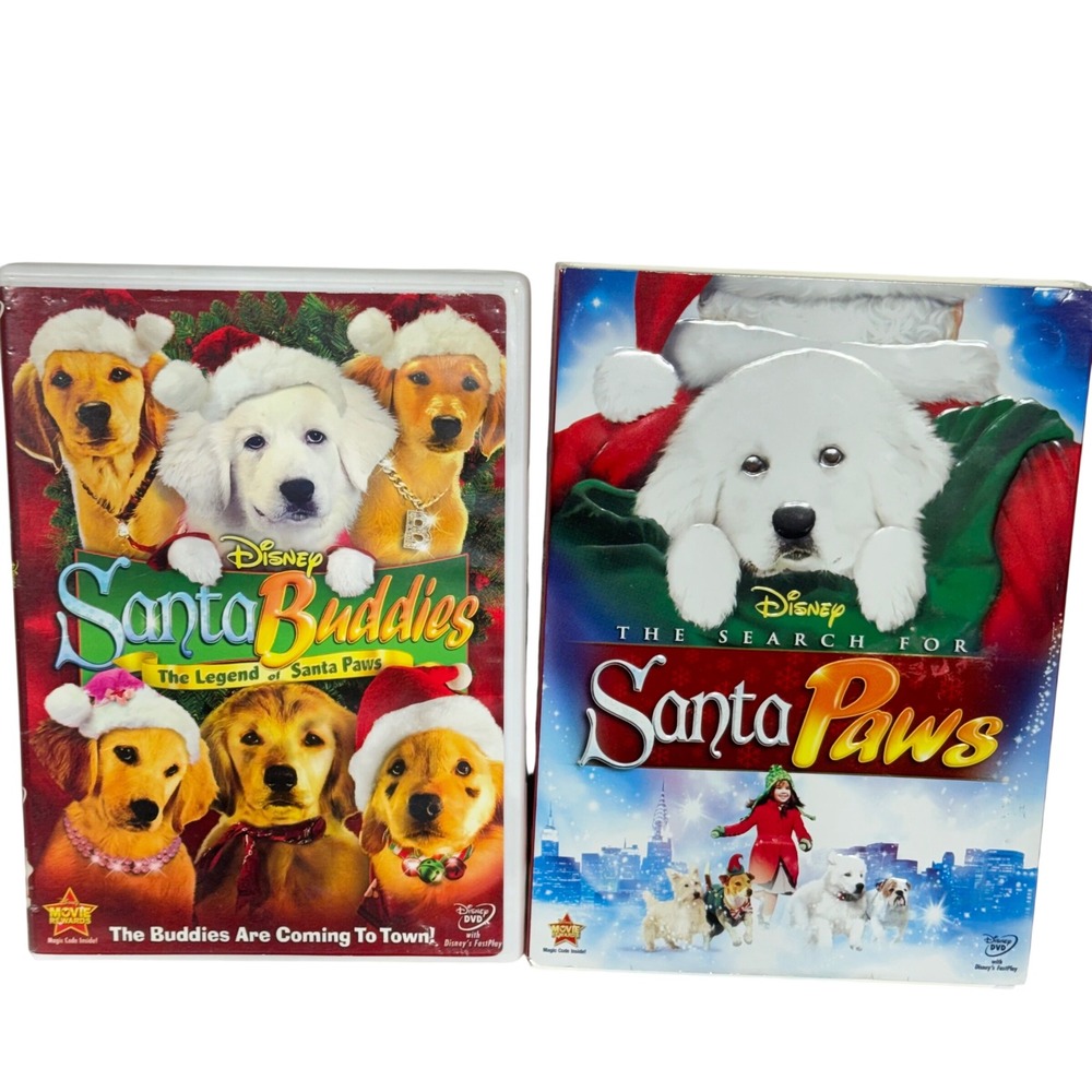 Disney DVD Lot Santa Paws & Santa Buddies Christmas Holiday Puppy Movies